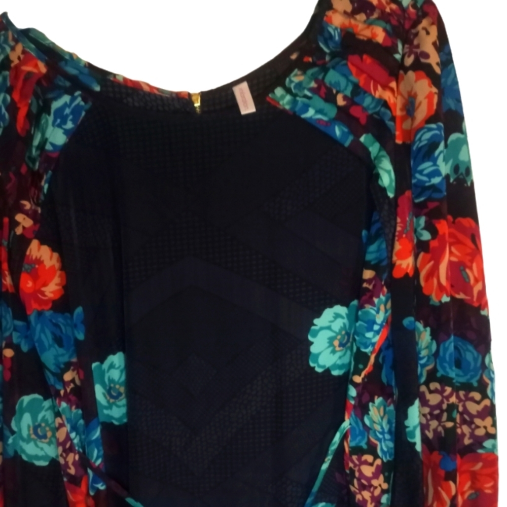 NWT Navy shift dress with jewel colored floral accents.  XXL